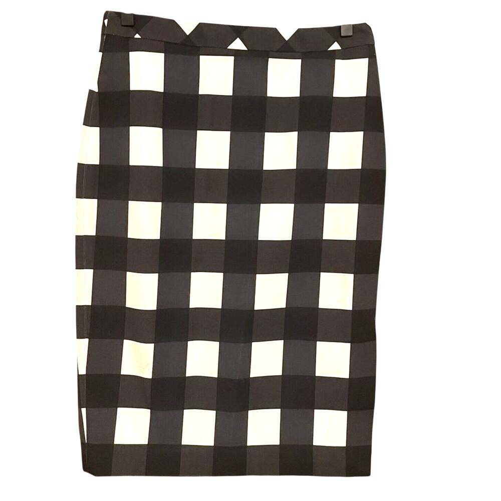 Banana Republic Skirt Size 4 Ginham Plaid Black White Office Knee Length Womens